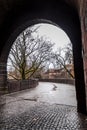 Stone arch gate way through the Nuremberg Castle, Germany Royalty Free Stock Photo