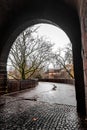 Stone arch gate way through the Nuremberg Castle, Germany Royalty Free Stock Photo