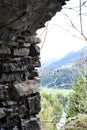 Stone arch looking over a valley Royalty Free Stock Photo