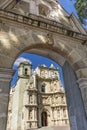 Stone Arch Basilica Our Lady Solitude Facade Church Oaxaca Mexico