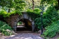 Stone arch under a bridge at Central Park, New York City Royalty Free Stock Photo