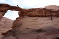 Stone arch in Wadi Rum desert, Jordan Royalty Free Stock Photo