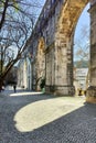 Stone arches of Amoreiras section of the Aguas Livres Aqueduct, Lisbon, Portugal