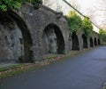 Stone arches built for seating in beaumont park Huddersfield