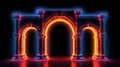 Stone Arches with Flames. Embracing the Essence of Ancient Classic Architecture