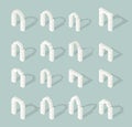 Stone architectural isometric 3d arch icons set