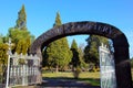 Stone archway at entrance to Masonic Cemetery, Canyonville, Oregon Royalty Free Stock Photo