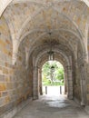 Stone Archway with Glass Lamps Royalty Free Stock Photo