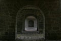 Stone archway in medieval castle.