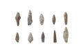 Stone arrowheads of primitive hunters