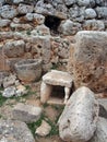 Stone artifacts and walls in the talaiotic ruins of trepuco menorca