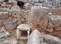 Stone artifafacts and walls in the talaiotic ruins of trepuco menorca Royalty Free Stock Photo