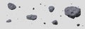 Stone asteroid belt. Meteor or flying space rock Royalty Free Stock Photo