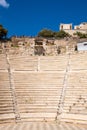 Stone auditorium of Odeon of Herodes Atticus Roman theater, Herodeion or Herodion, at slope of Athenian Acropolis hill in Athens,