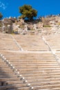 Stone auditorium of Odeon of Herodes Atticus Roman theater, Herodeion or Herodion, at slope of Athenian Acropolis hill in Athens,