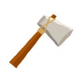 Stone axe isolated on white background. Ancient tool and weapon in flat style. Royalty Free Stock Photo