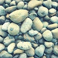 Stone background with round colorful pebbles from the sea beach. Digital illustration in vintage style. Royalty Free Stock Photo