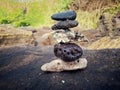 Stone balancing background. Life balance brings harmony concept. Zen like balanced stone tower with copy space. Royalty Free Stock Photo