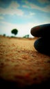 Stone balance at the beach. Royalty Free Stock Photo