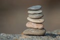 stone balance on rock in border river Royalty Free Stock Photo