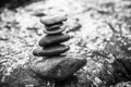 Stone balance on rock in the river Royalty Free Stock Photo