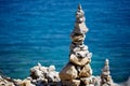 Stone balance, seacoat, Croatia, Summer time Royalty Free Stock Photo