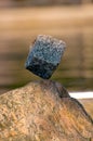 Stone balancing by the river Royalty Free Stock Photo