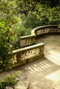 Stone balcony in a green park