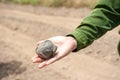 Stone ball on the hand Royalty Free Stock Photo