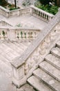 Stone balustrade and antique staircase. Top view Royalty Free Stock Photo