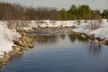 Stone bank of the river in the northern Urals