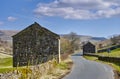 Stone barns in countryside