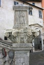 Stone bas-relief of a medieval pilgrim in Rome