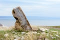 Stone in the base of the military town Tetyushi. Observation deck with a magnificent view of the Volga River. Beautiful landscape