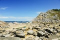 Stone beach on Cies Islands in Atlantic, Spain Royalty Free Stock Photo