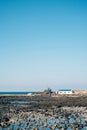 Stone beach and house in Jeju Island, Korea Royalty Free Stock Photo