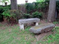 Stone bench garden Royalty Free Stock Photo