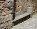 Stone bench in a Tuscan hill town