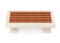 Stone bench with wooden seat isolated. 3d rendering