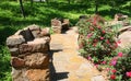 Stone benches in the garden