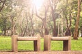 Stone benches seats in the Park Royalty Free Stock Photo