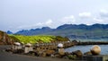 Stone Bird Eggs aka Eggs at Merry Bay monument ,Djupivogur Iceland Royalty Free Stock Photo