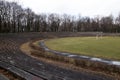 The stone bleachers at the stadium