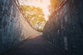 Stone block walkway at Fort Canning Park, Singapore. Vintage ton