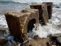 a stone blocks on a beach