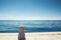 Stone bollard on boat dock Royalty Free Stock Photo
