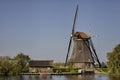 Stone brick Dutch windmill at Kinderdijk, an UNESCO world heritage site Royalty Free Stock Photo