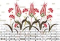 Stone brick wall and ottoman flower design raster Royalty Free Stock Photo