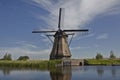 Stone brick windmill in kinderdijk Royalty Free Stock Photo