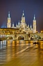 Stone Bridge across the Ebro River at Zaragoza, Spain Royalty Free Stock Photo